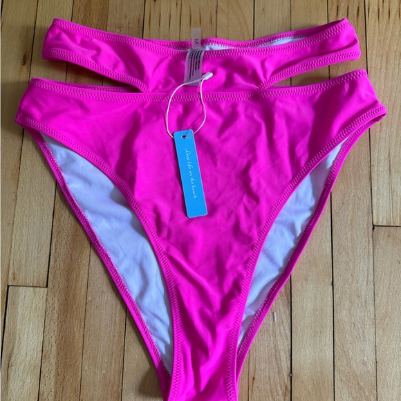 Other - Vibrant Pink High-Waisted Bikini Bottoms Sz M NWT